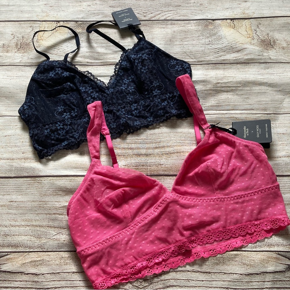 Abercrombie & Fitch x Gilly Hicks Lace Mesh Bralette Bundle NWT Women’s Medium